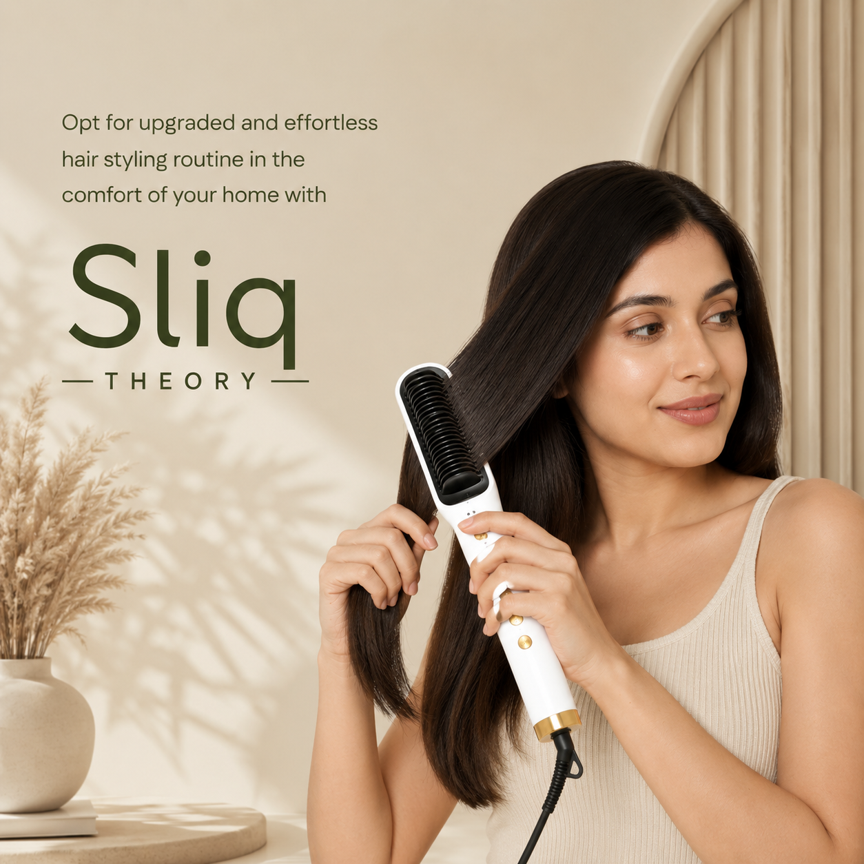2-in-1 Hair Straightener Professional Styling Brush