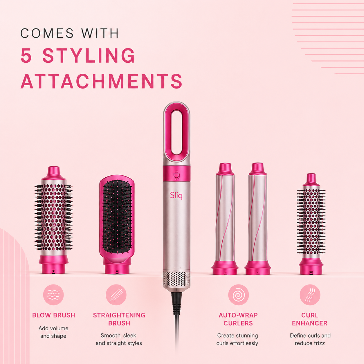 5 in 1 Hair Blow Brush | Auto Curler, Dryer, Straightener & Styler