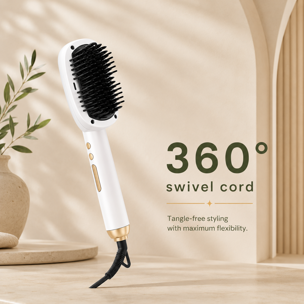 2-in-1 Hair Straightener Professional Styling Brush